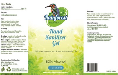 Label (Rainforest Natural Gel Usa)
